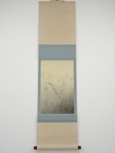 JAPANESE HANGING SCROLL / HAND PAINTED / FLORAL PLANTS